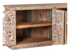 Aparador Lookia madera de teca blanqueada 4 puertas 180 cm
