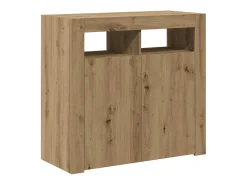 Aparador luces LED madera ingeniería roble artisan 80x35x75 cm