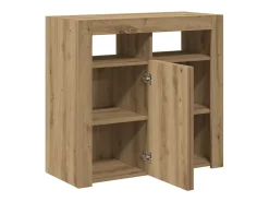 Aparador luces LED madera ingeniería roble artisan 80x35x75 cm