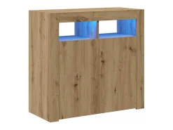 Aparador luces LED madera ingeniería roble artisan 80x35x75 cm