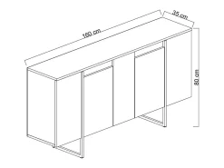 Aparador Luxe Blanco Plata 160x35x80 cm