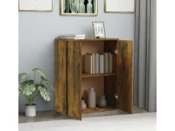 Aparador madera contrachapada color roble ahumado 60x30x75 cm