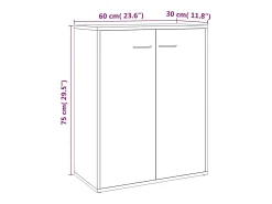 Aparador madera contrachapada color roble ahumado 60x30x75 cm