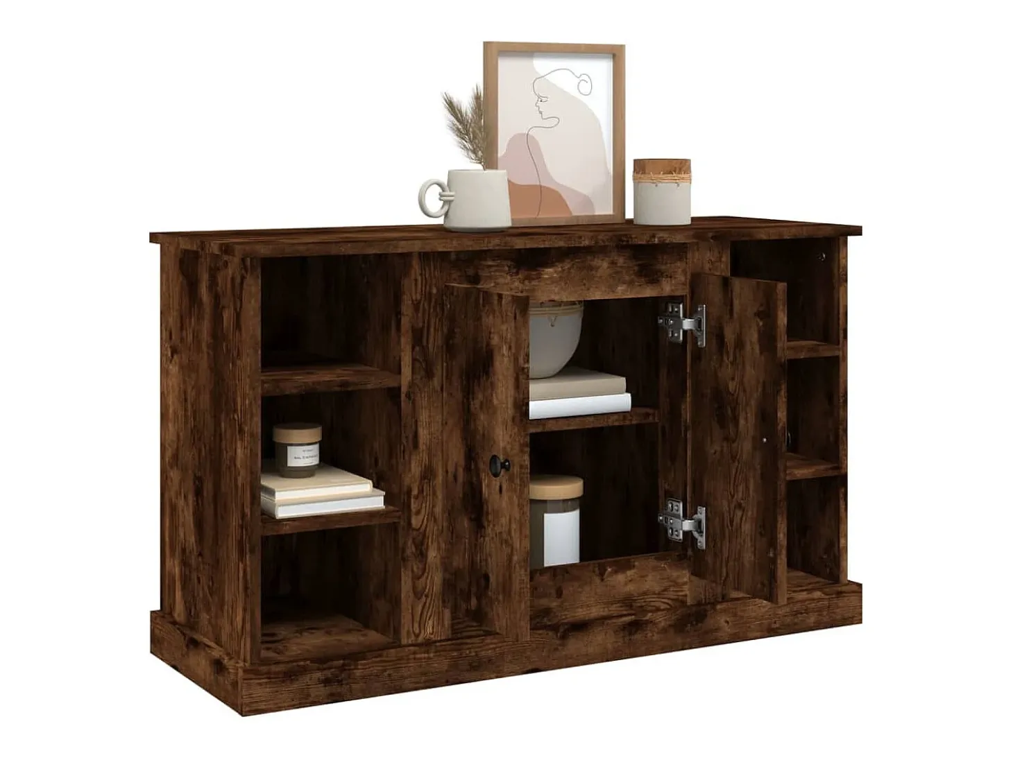 Aparador madera contrachapada color roble ahumado 100x35,5x60cm