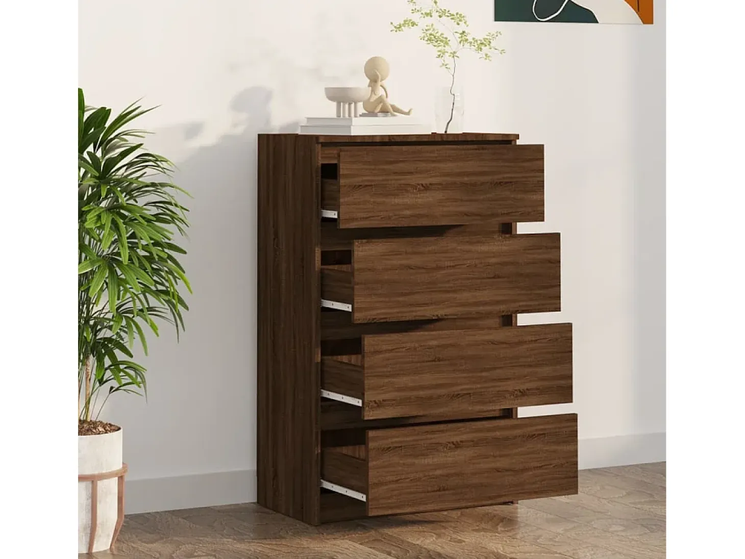 Aparador madera contrachapada roble marrón 60x35x98,5 cm