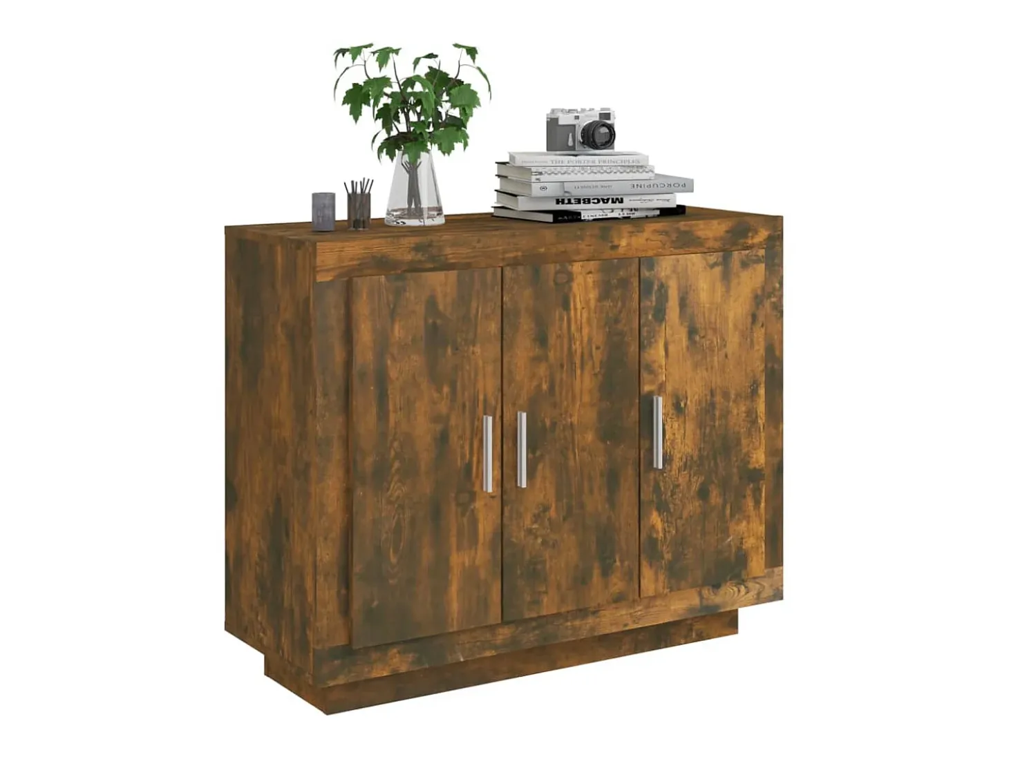 Aparador madera contrachapada color roble ahumado 92x35x75 cm ES84812