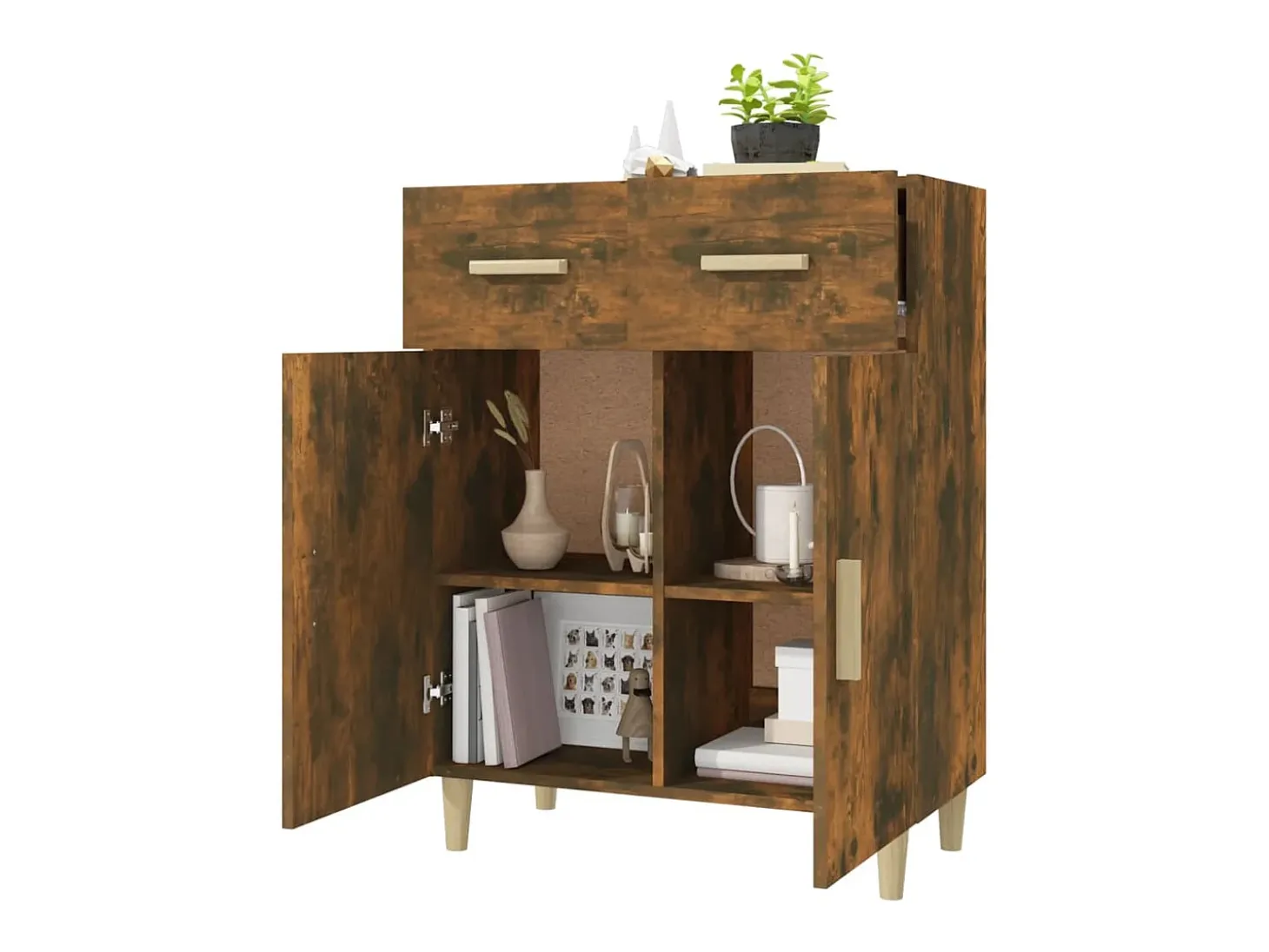 Aparador madera contrachapada roble ahumado 69,5x34x89 cm