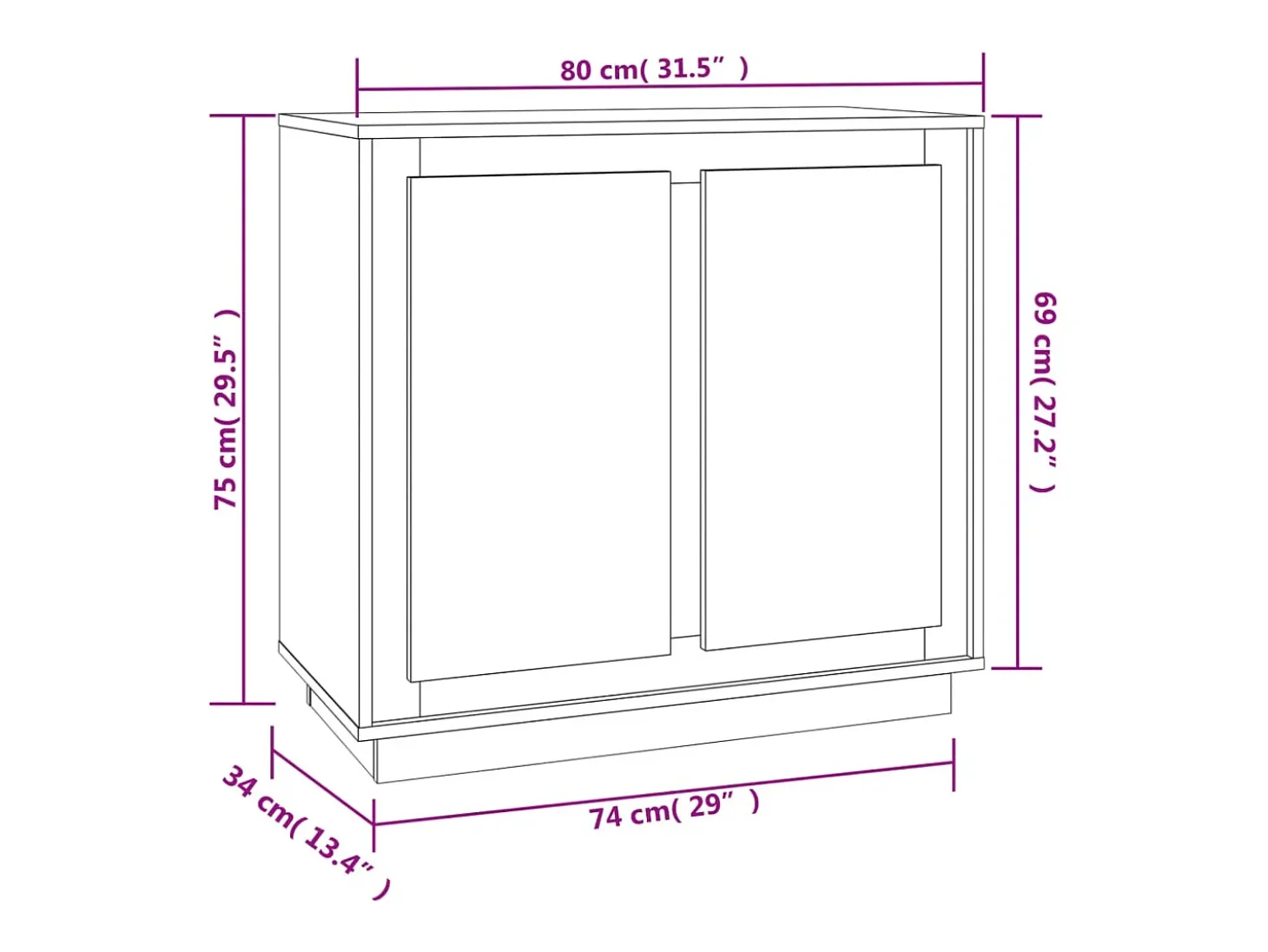 Aparador madera contrachapada color roble Sonoma 80x34x75 cm