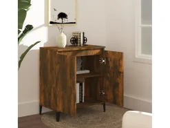 Aparador madera contrachapada color roble ahumado 60x35x70 cm