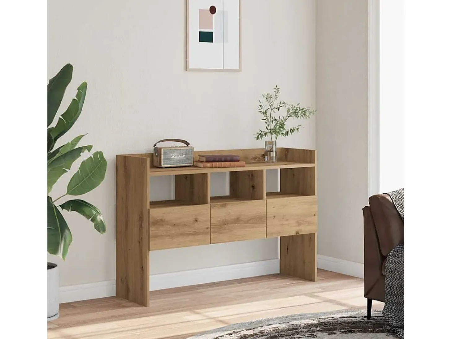 Aparador madera contrachapada roble artisian 105x30x70 cm