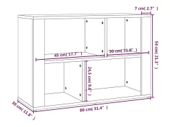 Aparador madera contrachapada color roble ahumado 80x30x54 cm