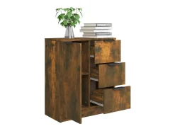 Aparador madera contrachapada color roble ahumado 60x30x70 cm