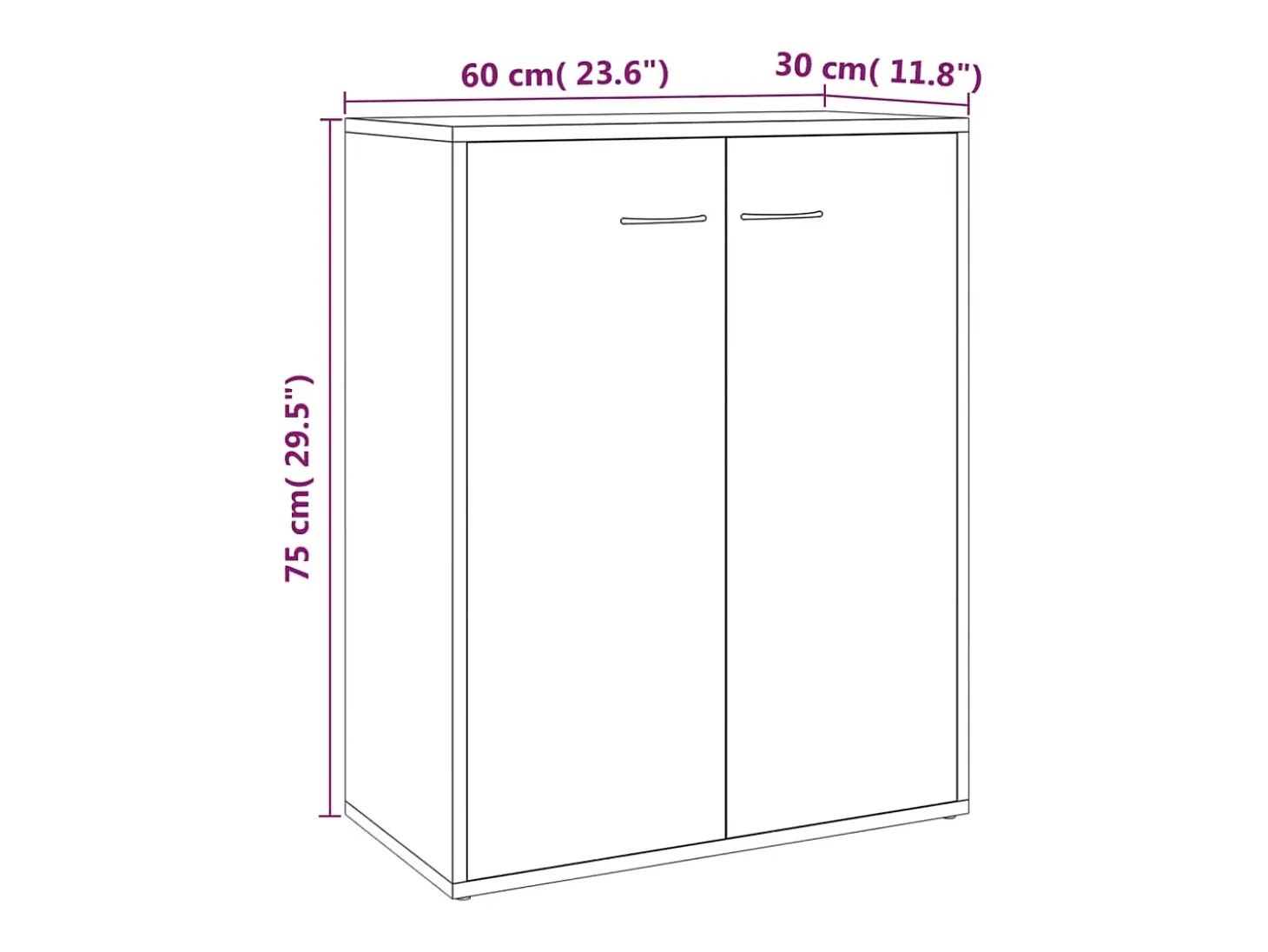 Aparador madera contrachapada color roble ahumado 60x30x75 cm