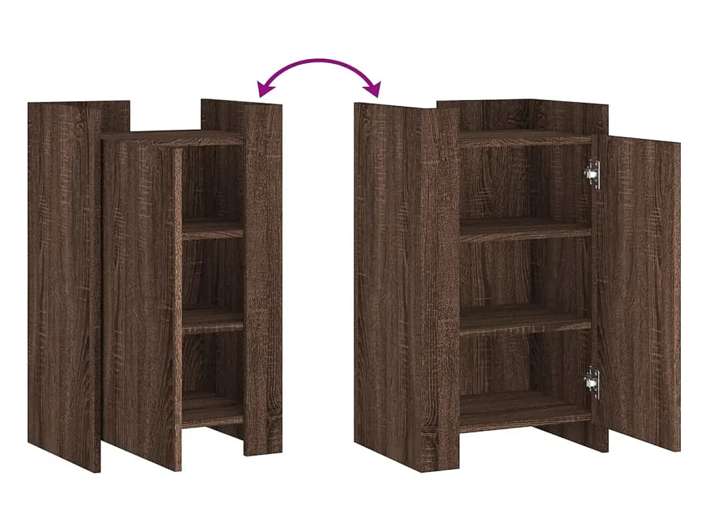 Aparador madera contrachapada marrón roble 45x35x75 cm
