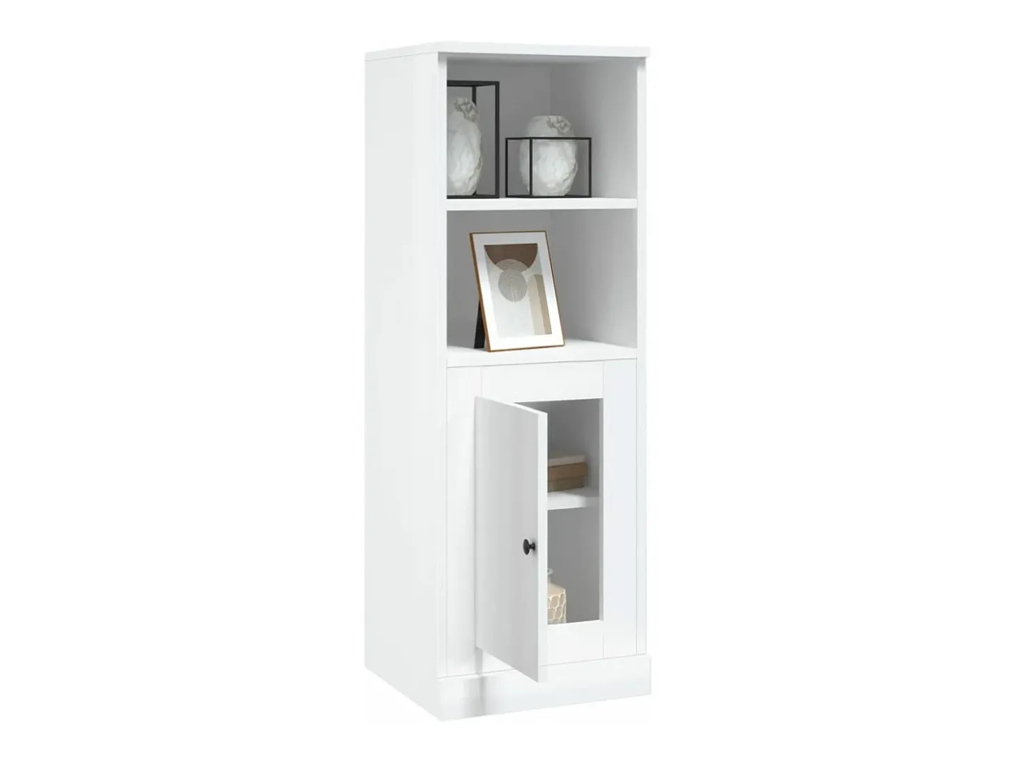 Aparador madera contrachapada blanco brillo 36x35,5x103,5 cm