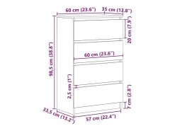 Aparador madera contrachapada color roble ahumado 60x35x98,5 cm
