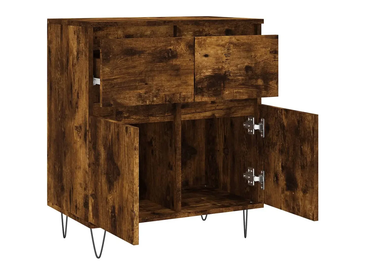 Aparador madera contrachapada color roble ahumado 60x35x70 cm