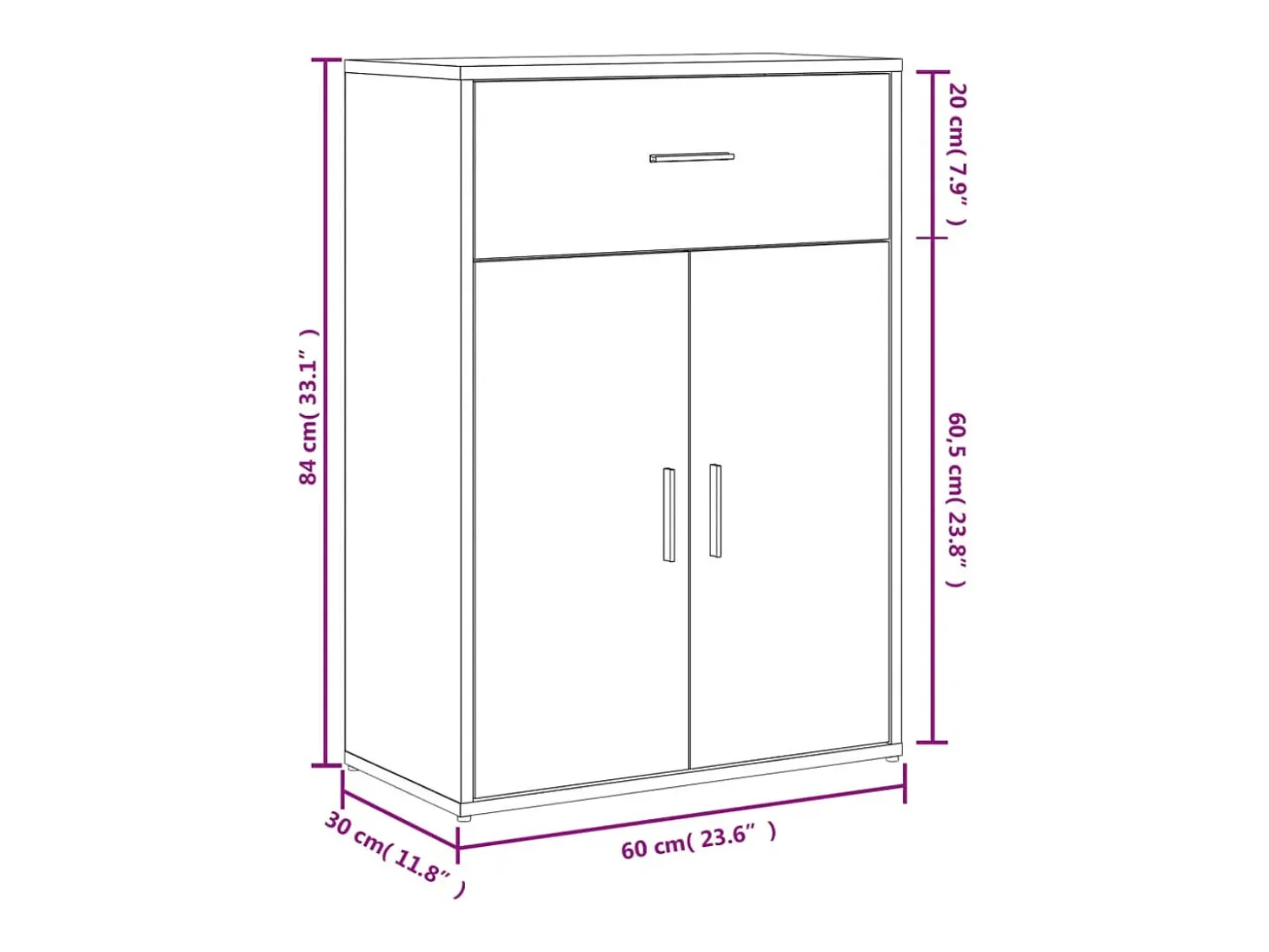 Aparador madera de ingeniería roble Sonoma 60x30x84 cm