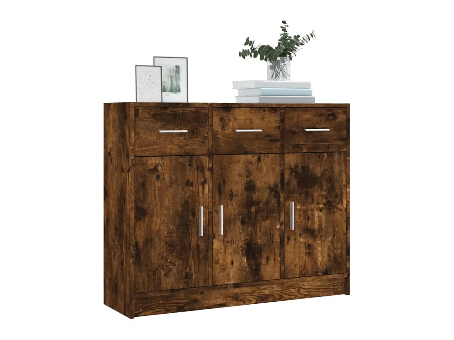 Aparador madera de ingeniería roble ahumado 91x28x75 cm ES92508