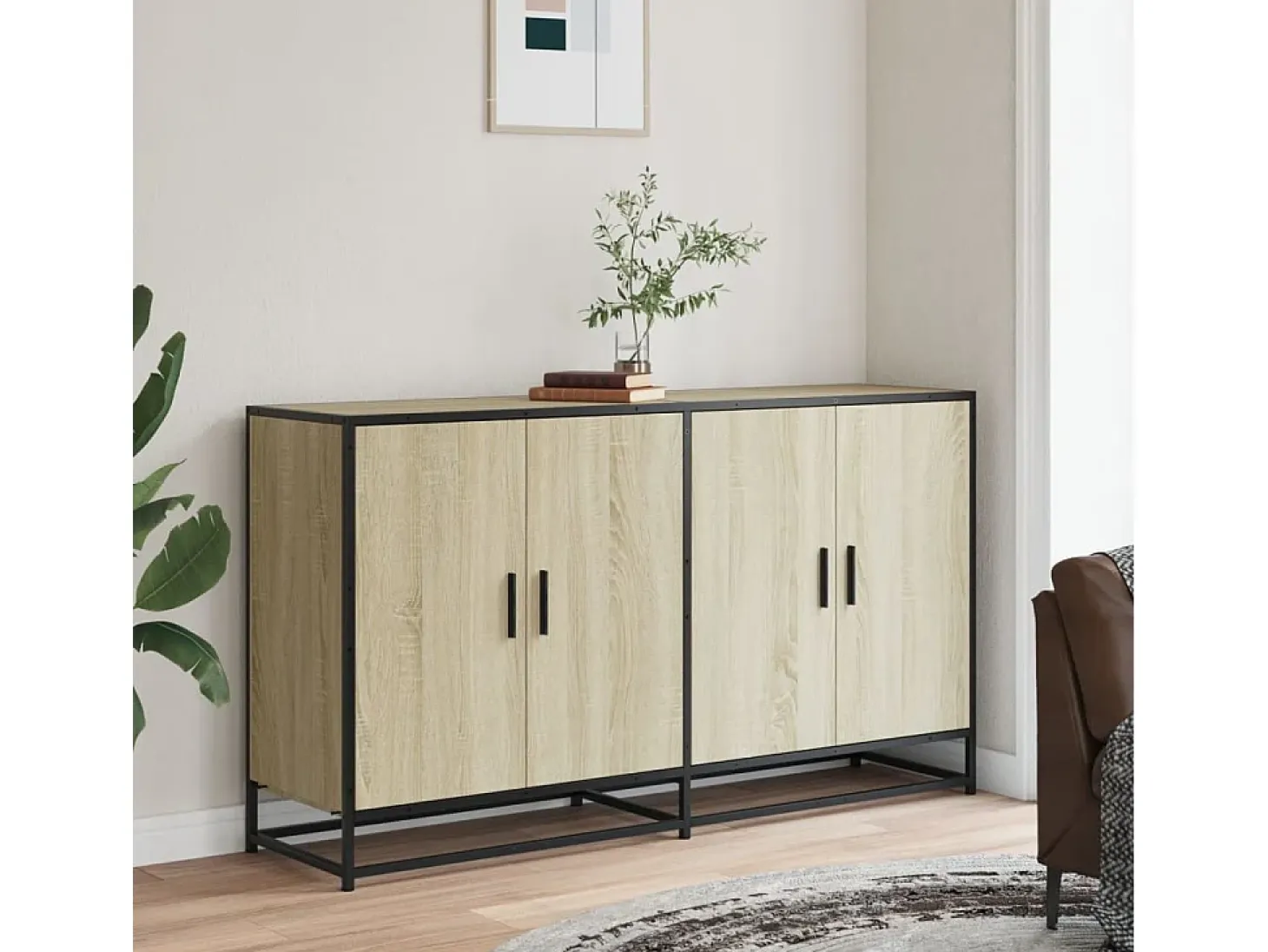 Aparador madera de ingeniería roble Sonoma 134x35x76 cm