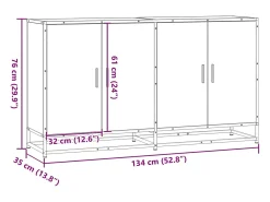 Aparador madera de ingeniería roble Sonoma 134x35x76 cm