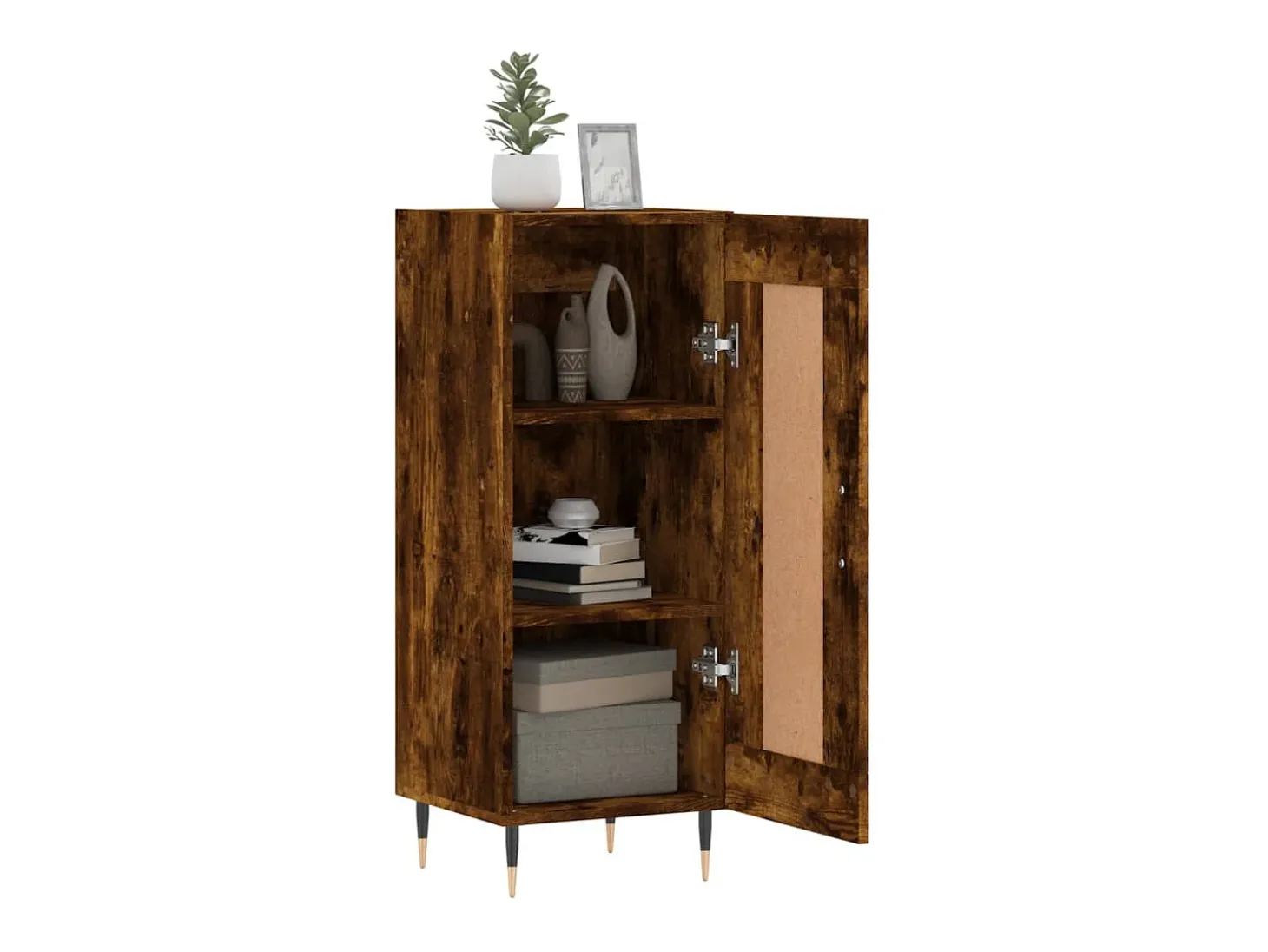 Aparador madera de ingeniería roble ahumado 34,5x34x90 cm