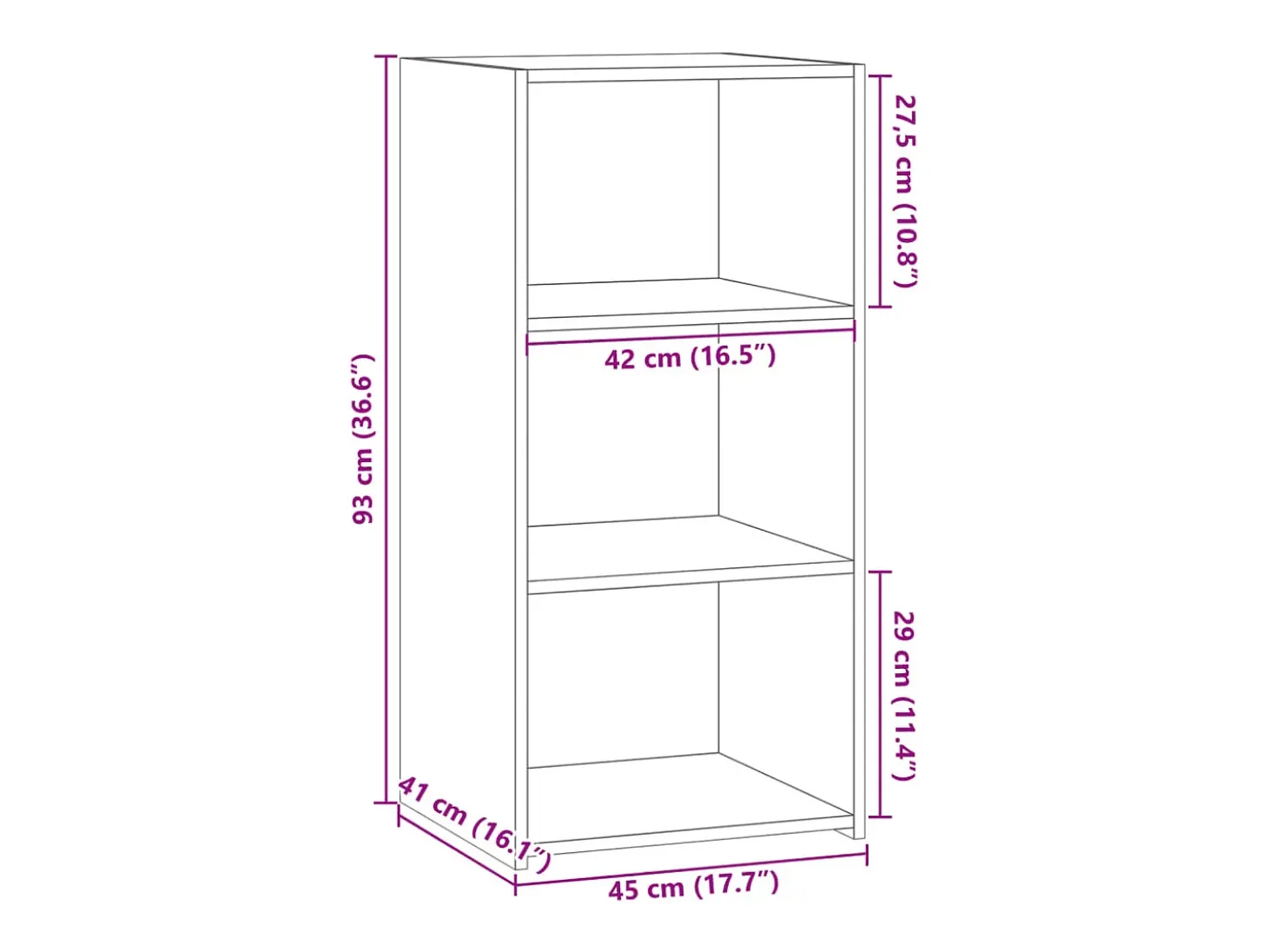 Aparador madera de ingeniería marrón roble 45x41x93 cm
