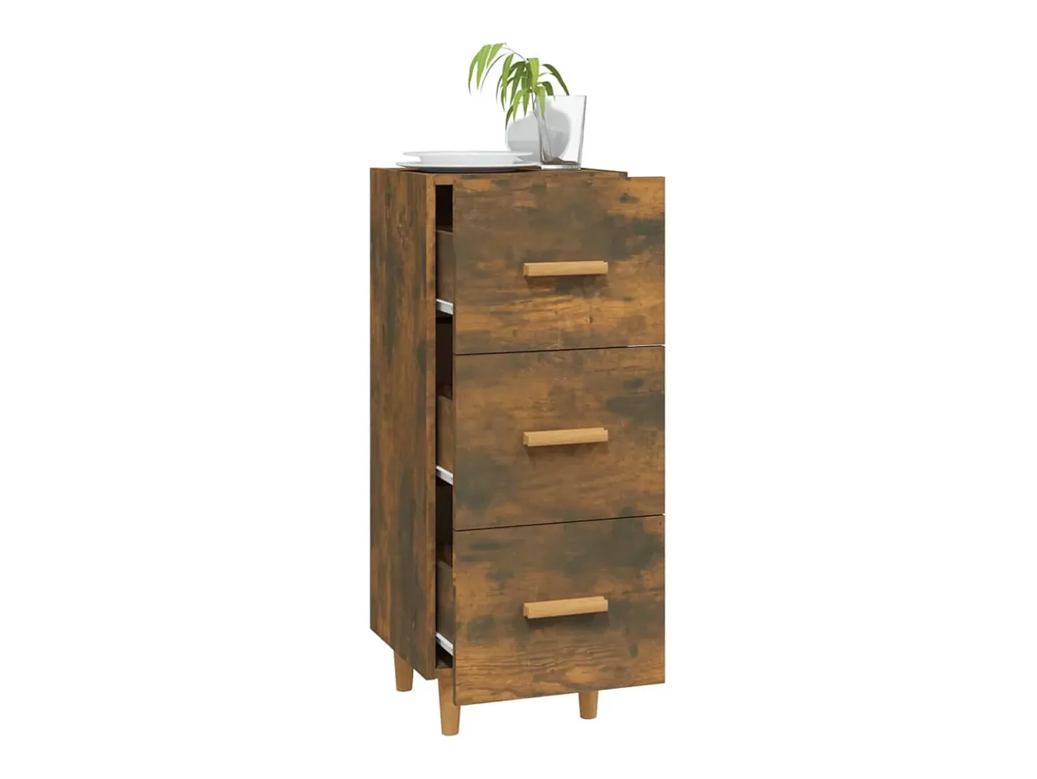 Aparador madera de ingeniería roble ahumado 34,5x34x90 cm