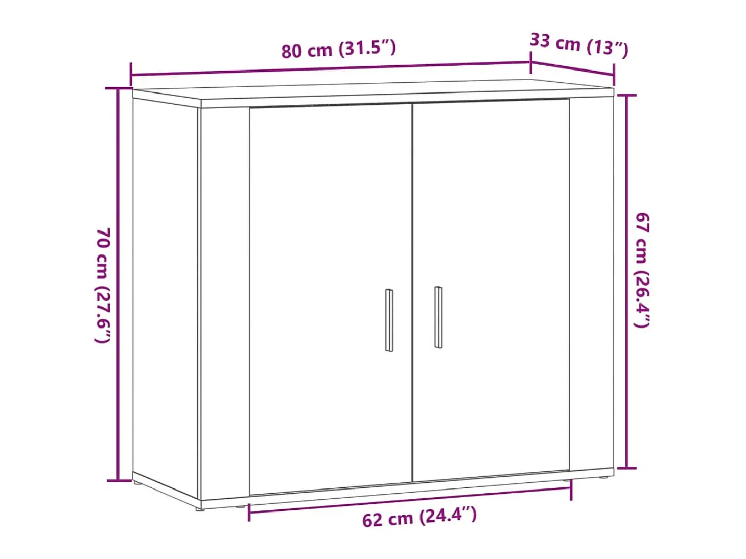 Aparador madera de ingeniería madera envejecida 80x33x70 cm