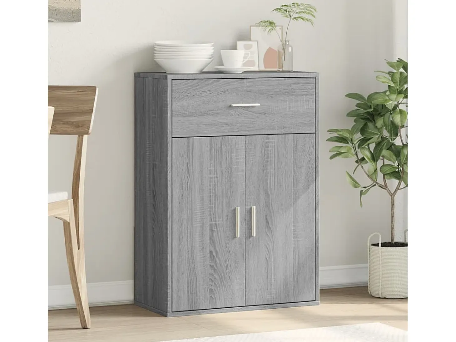 Aparador madera de ingeniería gris Sonoma 60x30x84 cm ES677710