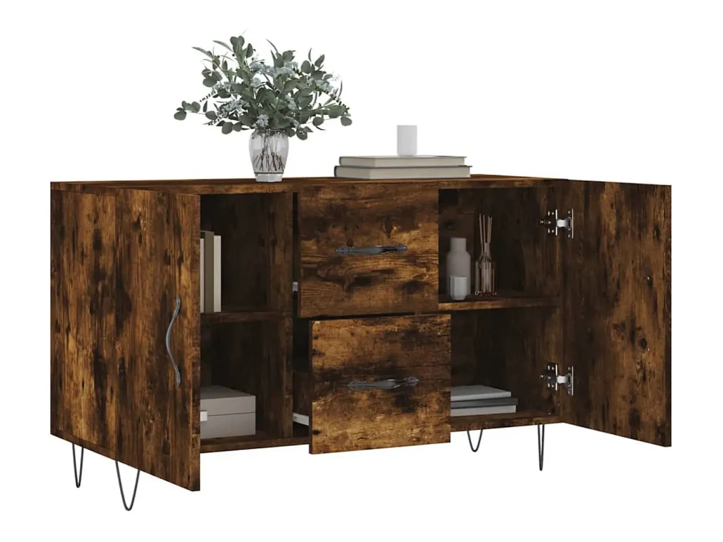 Aparador madera de ingeniería roble ahumado 100x36x60 cm