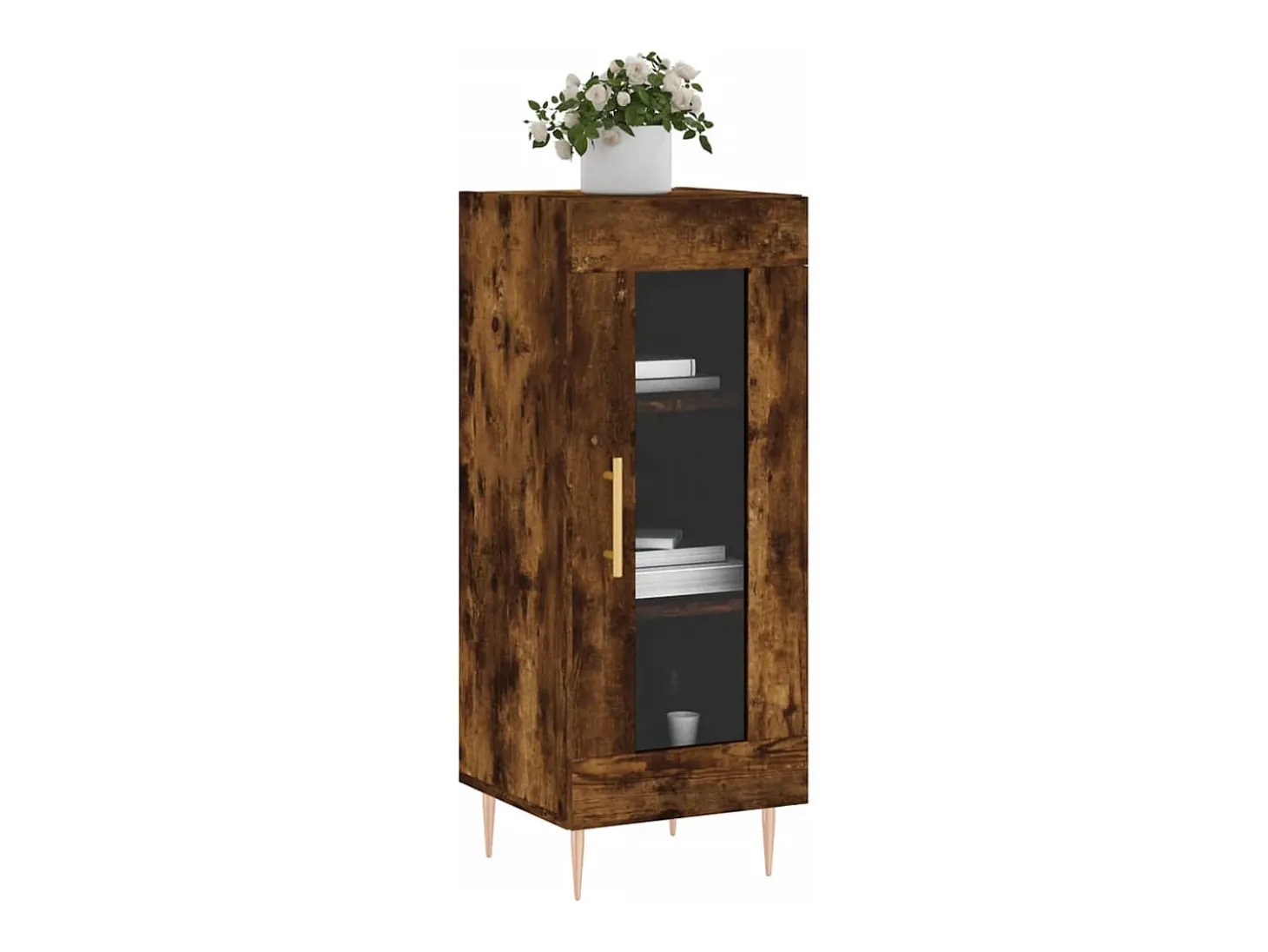 Aparador madera de ingeniería roble ahumado 34,5x34x90 cm