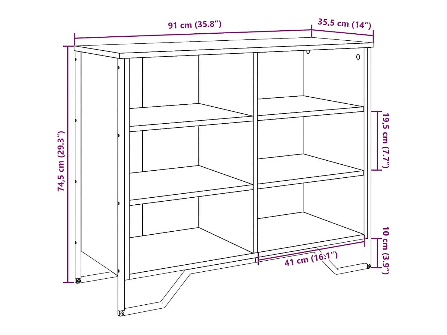 Aparador madera de ingeniería roble Sonoma 91x35,5x74,5 cm