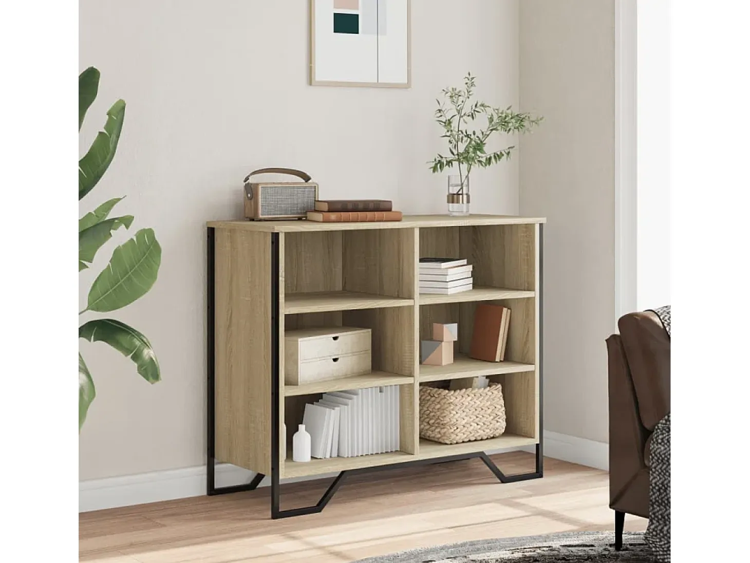 Aparador madera de ingeniería roble Sonoma 91x35,5x74,5 cm