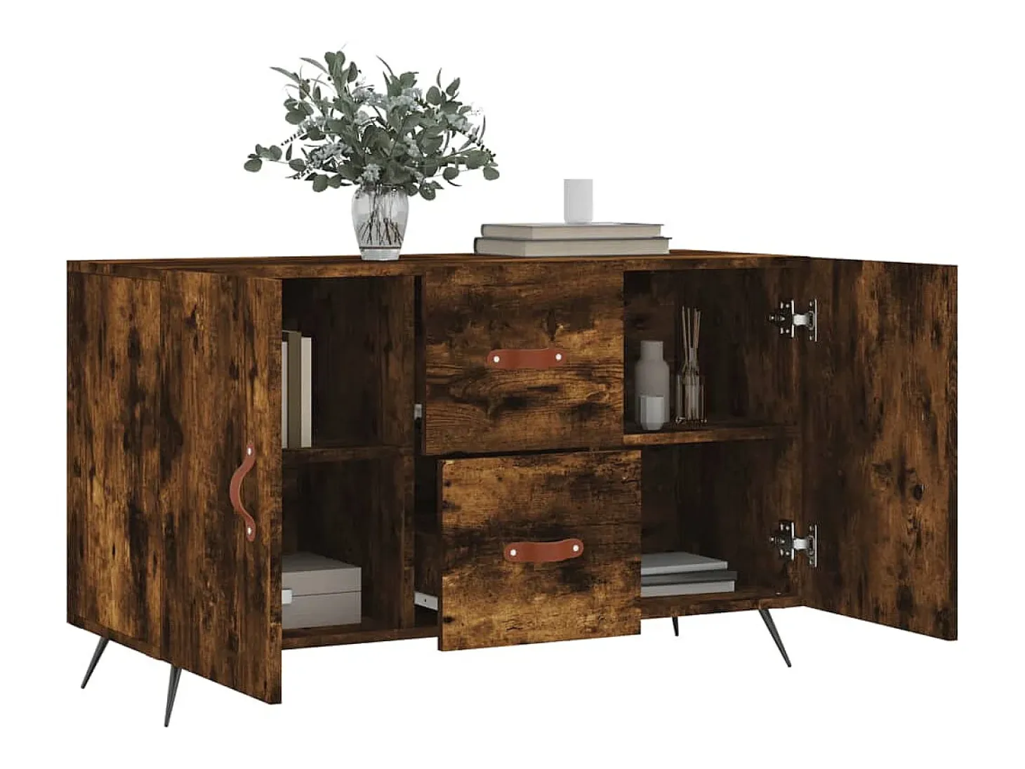 Aparador madera de ingeniería roble ahumado 100x36x60 cm