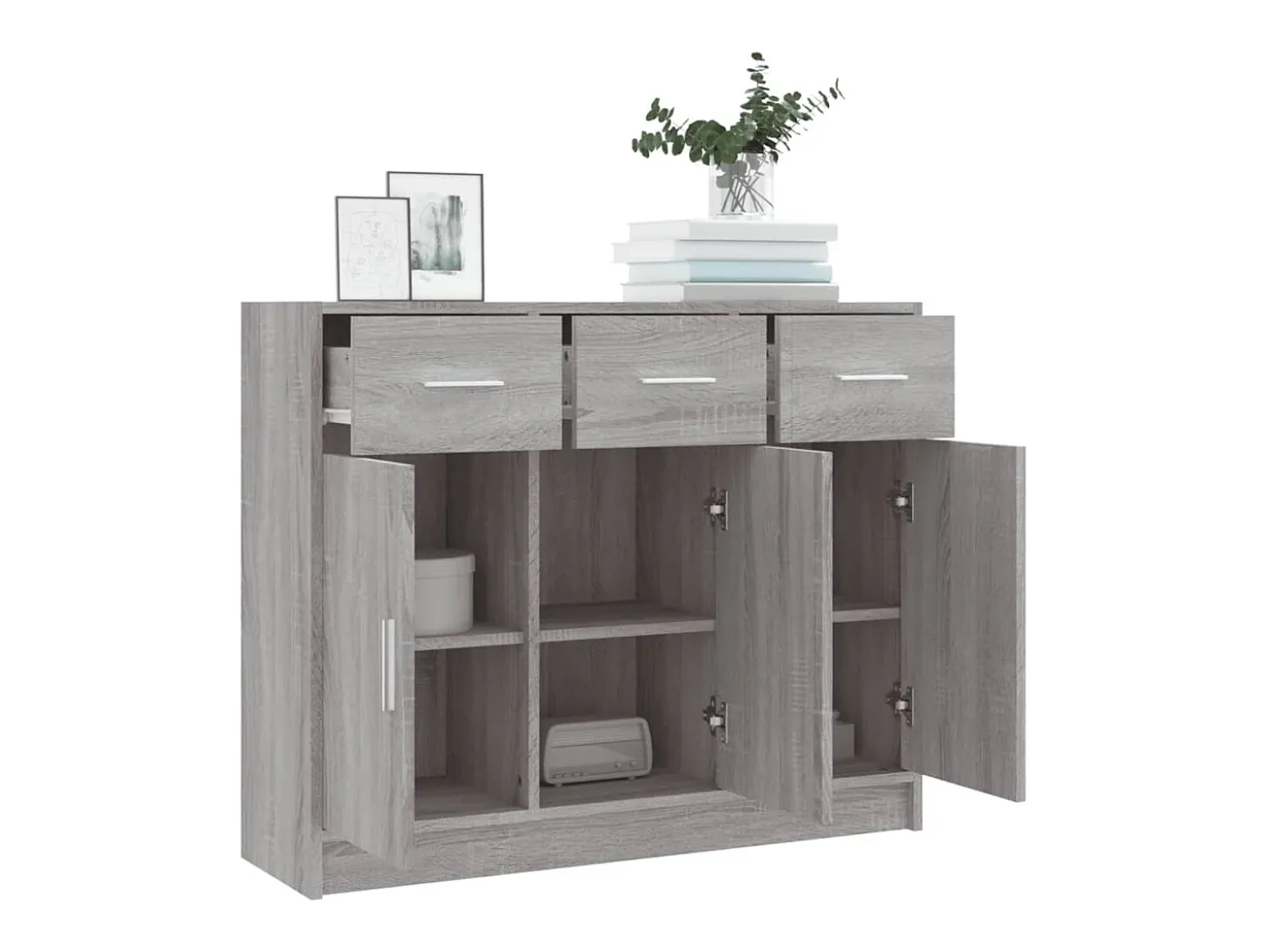 Aparador madera de ingeniería gris Sonoma 91x28x75 cm