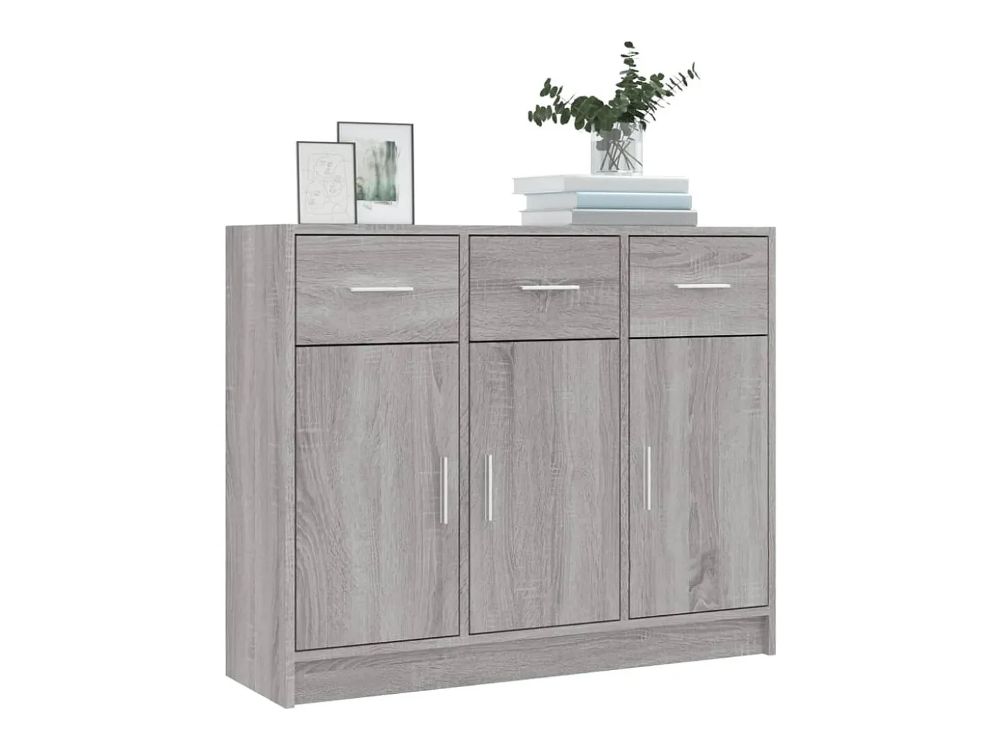 Aparador madera de ingeniería gris Sonoma 91x28x75 cm