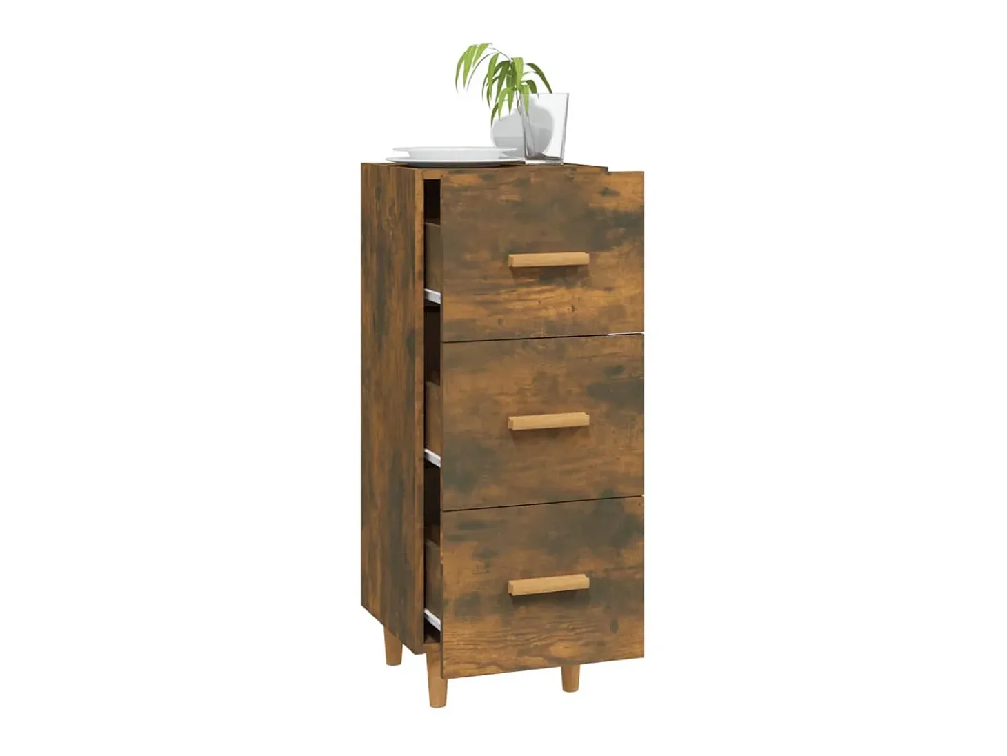 Aparador madera de ingeniería roble ahumado 34,5x34x90 cm ES73869