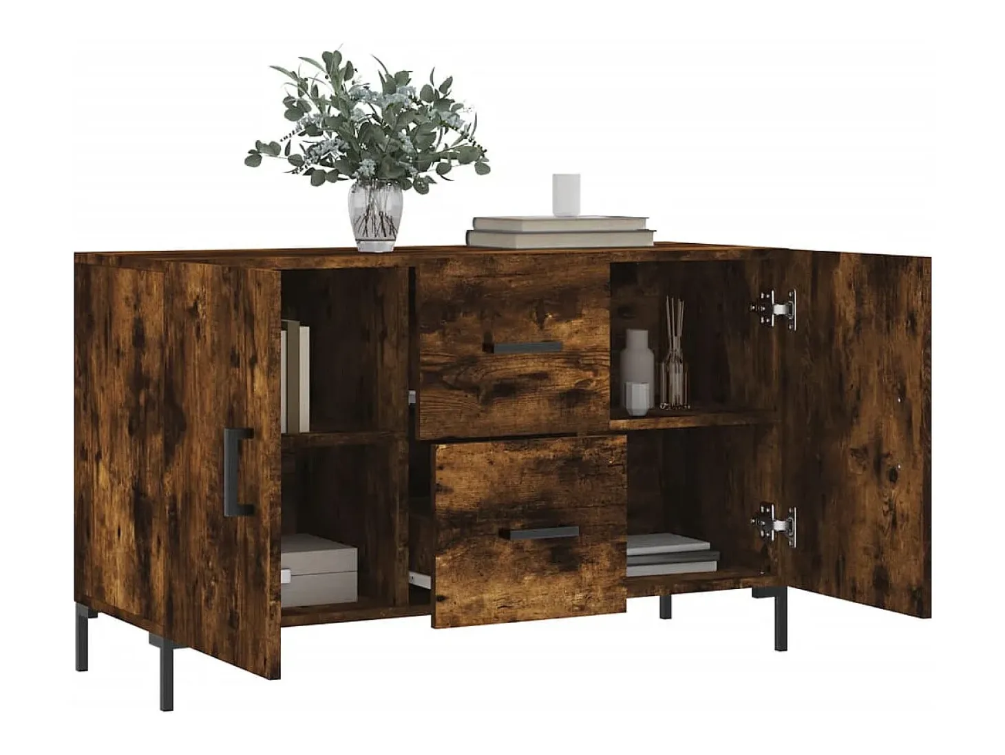 Aparador madera de ingeniería roble ahumado 100x36x60 cm