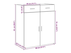 Aparador madera de ingeniería gris Sonoma 80x42,5x93 cm