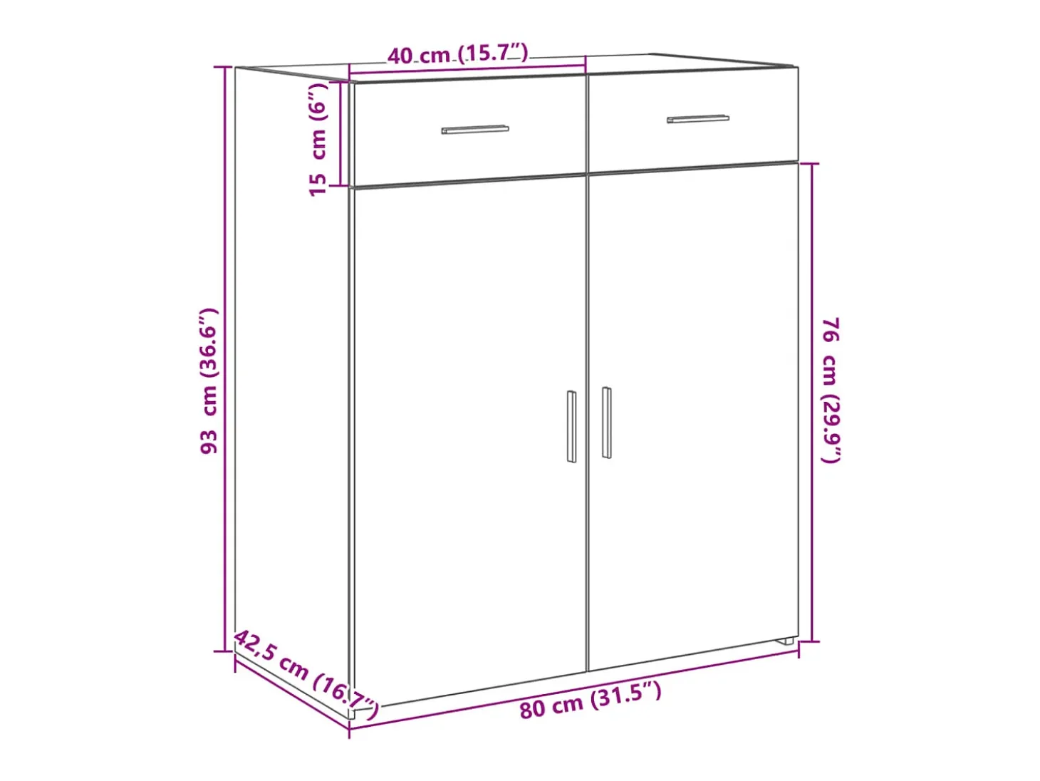 Aparador madera de ingeniería gris Sonoma 80x42,5x93 cm