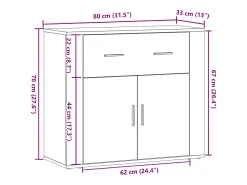 Aparador madera de ingeniería madera envejecida 80x33x70 cm