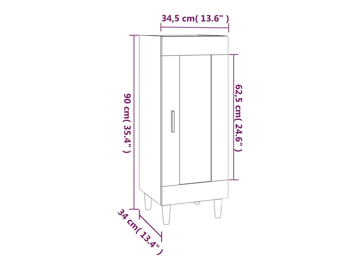 Aparador madera de ingeniería roble ahumado 34,5x34x90 cm
