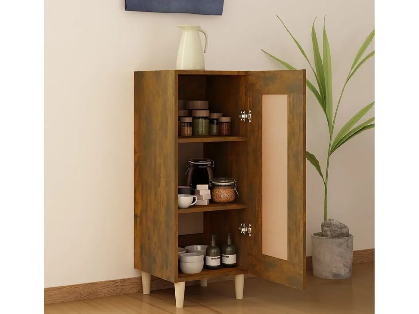 Aparador madera de ingeniería roble ahumado 34,5x34x90 cm