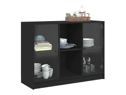 Aparador madera de ingeniería negro 102x37x75,5 cm