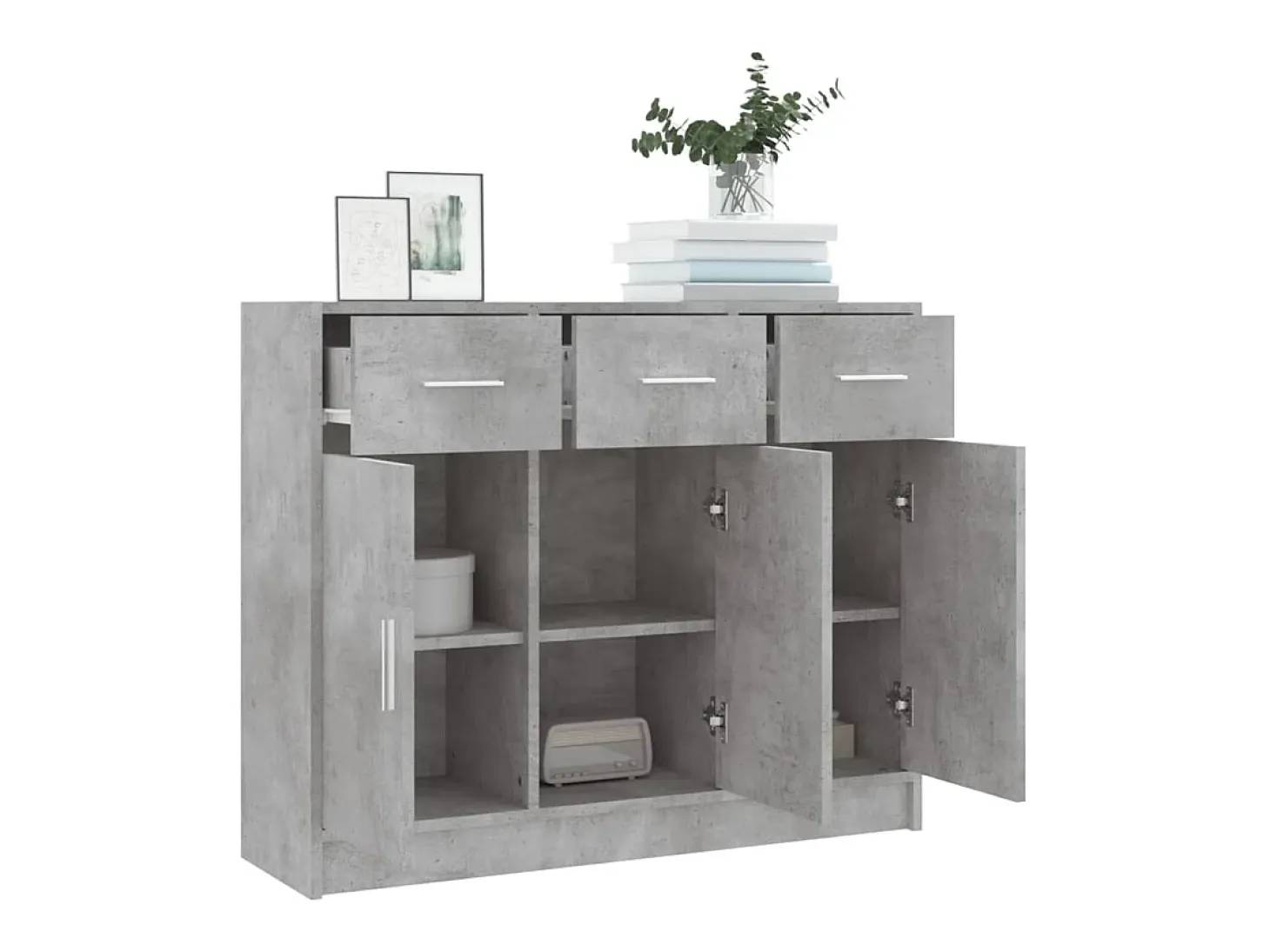 Aparador madera de ingeniería gris hormigón 91x28x75 cm