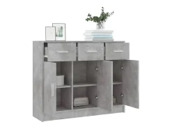 Aparador madera de ingeniería gris hormigón 91x28x75 cm