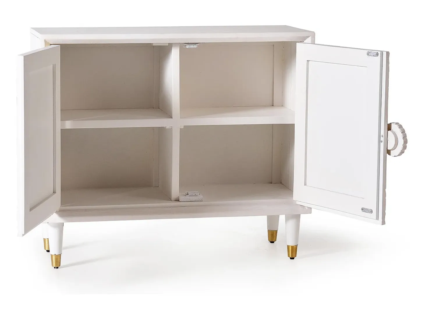 Aparador madera de mango blanco y detalles en dorado