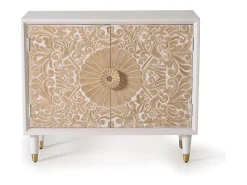Aparador madera de mango blanco y detalles en dorado