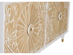 Aparador madera de mango en detalles dorados blanco